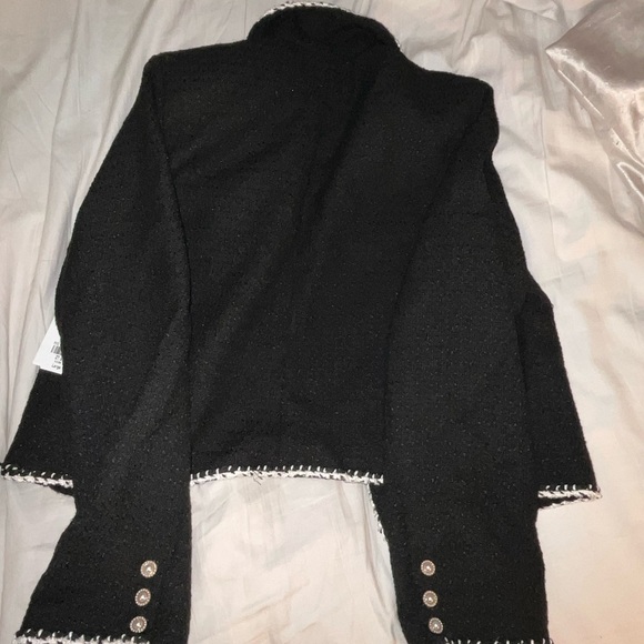 Ellen Tracy Contrast Trim Tweed Blazer NWT Black L old money sailor chic preppy - Picture 10 of 11